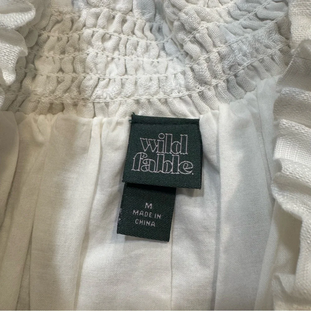 NWT Wild Fable white tiered flare lined mini skirt elastic waist patterned, M.